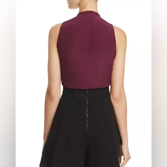 Alice+ Olivia Elisa Bitten Berry High-Neck Ruffle Blouse 100% Silk - Picture 2 of 7